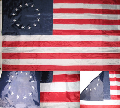 3x5 Embroidered Betsy Ross USA American 210D-S Sewn Nylon Flag 3'x5' Made in USA