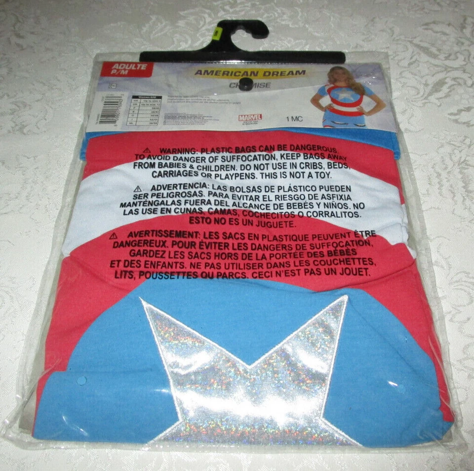 Camisa Top Adulto S/M a Talla 8 Sueño Americano Manga Corta 1 pieza Capitán América Foto 3 de 4