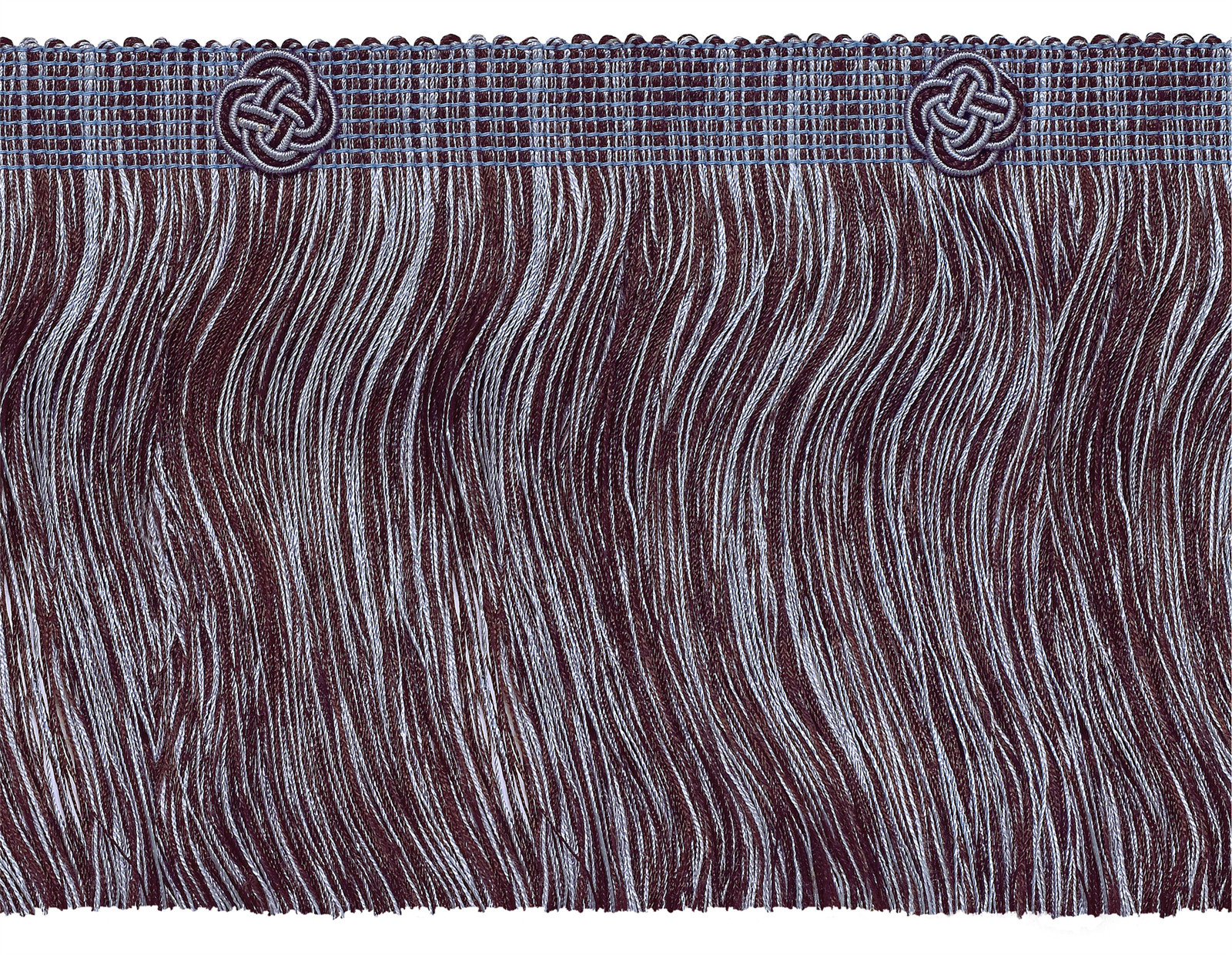 Brown Ice Blue 6"" Eyelash Fringe w Rosette Mocha Ice [By The Yard]
