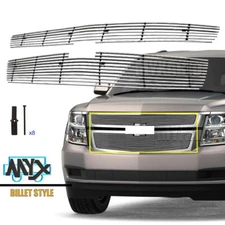 Front Upper Grille Fits 2015-2020 Chevy Suburban/ Tahoe Chrome Grill Combo