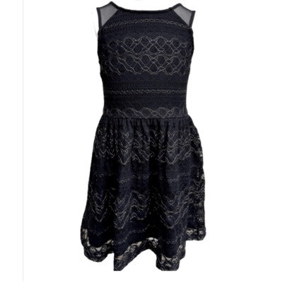 Ella Moss formal girls holiday dress black gold Lace A line-10