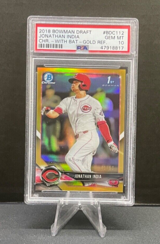 2018 Bowman Draft Jonathan India Batting True Gold Refractor /50 PSA 10 POP 6