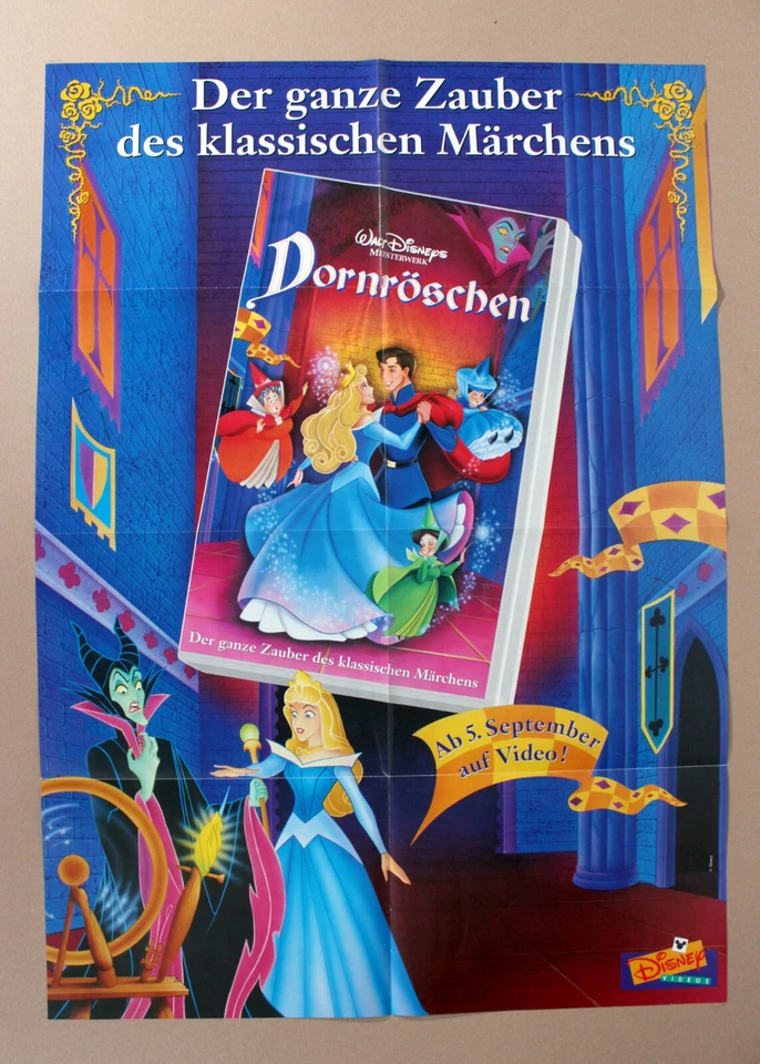 DORNRÖSCHEN Walt Disney VIDEO-POSTER A1 84x60cm BEIDSEITIG bothsided PROMOPLAKAT - Bild 1 von 2