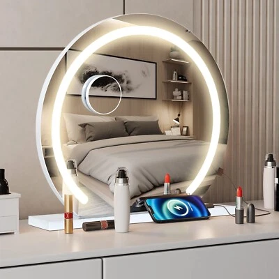 50cm Schminkspiegel Tisch-Kosmetikspiegel mit LED Lichtern Beleuchteter 10X Lupe