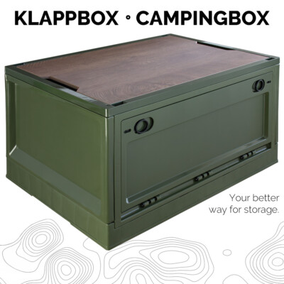 5-türige Aufbewahrung Shanrya Faltbare Aufbewahrungsbox 50L | 5-türig Mit Holzdeckel | Camping, Auto, Haushalt | OD-Grün Outdoor Storage Box