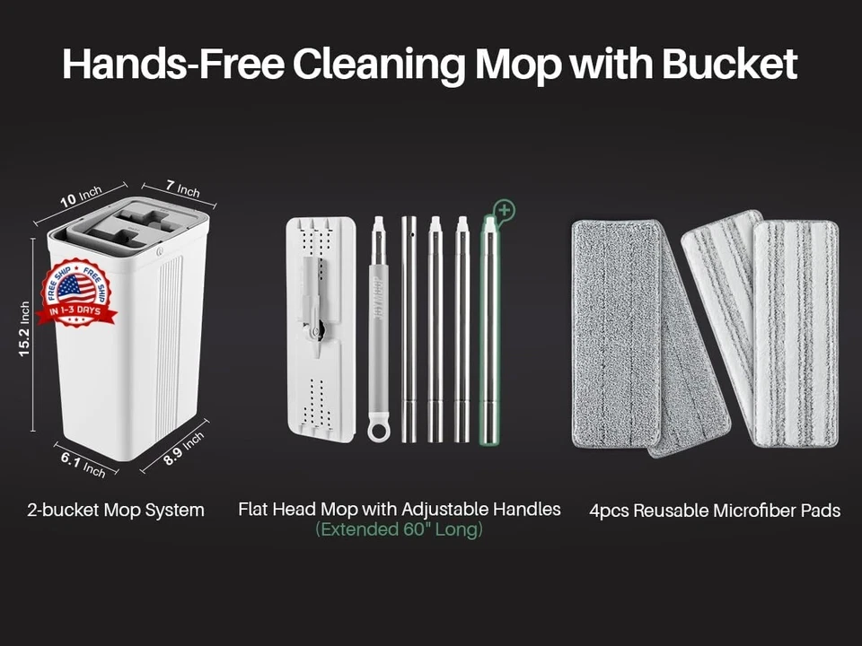 Sistema De Fregona y Cubo Giratorio Con Juego De Escurridor Para Limpieza Pisos Foto 2 de 4