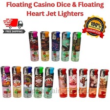 Premium Jet Lighters Set DICE CASINO & BEAR HEART Design Rare Gas Refillable UK