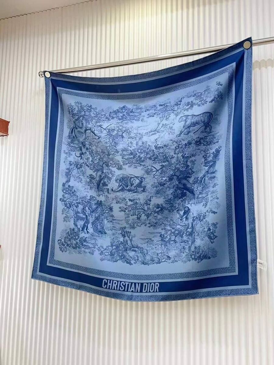 Christian Dior Toile de Jouy cashmere scarf (13183) blue | eBay Christian Dior Toile de Jouy cashmere scarf (13183) blue | eBay