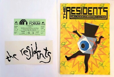 1989-90 The Residents Cube-E Tour Program + Unused 3/9/90 Gig Ticket + Sticker