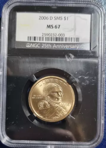 2006 D Sacagawea Dollar NGC MS67 SMS RARE Black Slab #82648