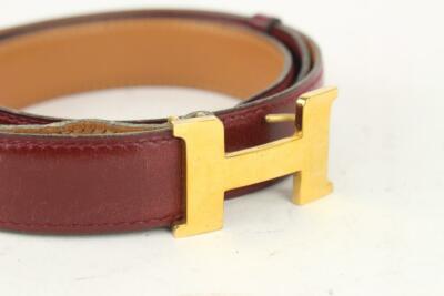 Hermès Burgundy x Gold Reversible 24mm Constance H Logo Belt