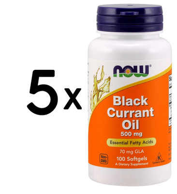 5 x NOW Foods Black Currant Oil, 500mg - 100 softgels (129,90 EUR/kg)