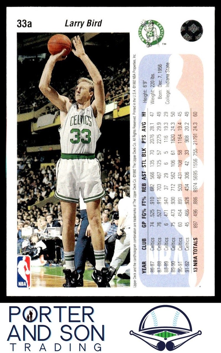 Larry Bird 1992-93 Upper Deck #33a Boston Celtics Basketball Card