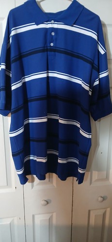 Men's Polo Siegfried & Company Blue Short Sleeve White Stripes Size 3x Large - Picture 5 of 7