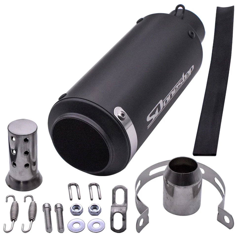 Tira reflectante negra para silenciador de escape universal de 51 mm para motocicleta Foto 2 de 4