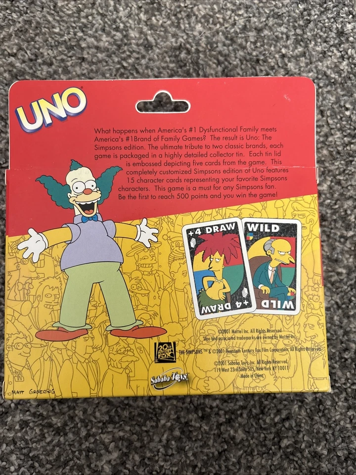 The Simpsons 2001 Special Edition Deluxe Collector Tin UNO Card Game. NIB - Image 2 of 3