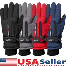 Men Winter Fleece Thermal Waterproof Skiing Driving Work Gloves Mittens w/Pocket