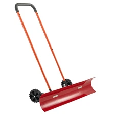 Wheeled Snow Pusher Shovel 37.8" Plastic Driveway Winter Plow
