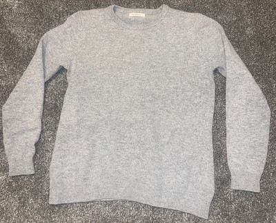 WoolOvers Pullover Herren Large grau 100% Lammwolle Strick Winter Rundhals Pulli