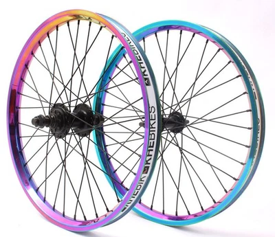 KHE BMX Laufradsatz mit Oil Slick Finish – 9 Zähne Ritzel, 14mm Achse, 32mm Fel - Bild 1 von 4