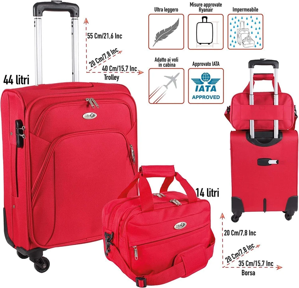 CABIN 5550 Set Da 2 Valigie Trolley Leggero Con Bagaglio a Mano Borsone Piccolo  - Immagine 2 di 4
