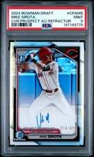 2024 BOWMAN DRAFT CHROME PROSPECT AUTO REFRACTOR MIKE SIROTA 374/499 PSA 9