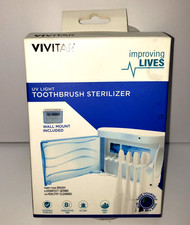 Vivitar UV Light Toothbrush Sterilizer Wall Mountable Case White Battery New