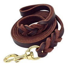 Leather Dog Leash - Training  Walking Braided Dog Leash - 4 ft by 5/8 in 12...