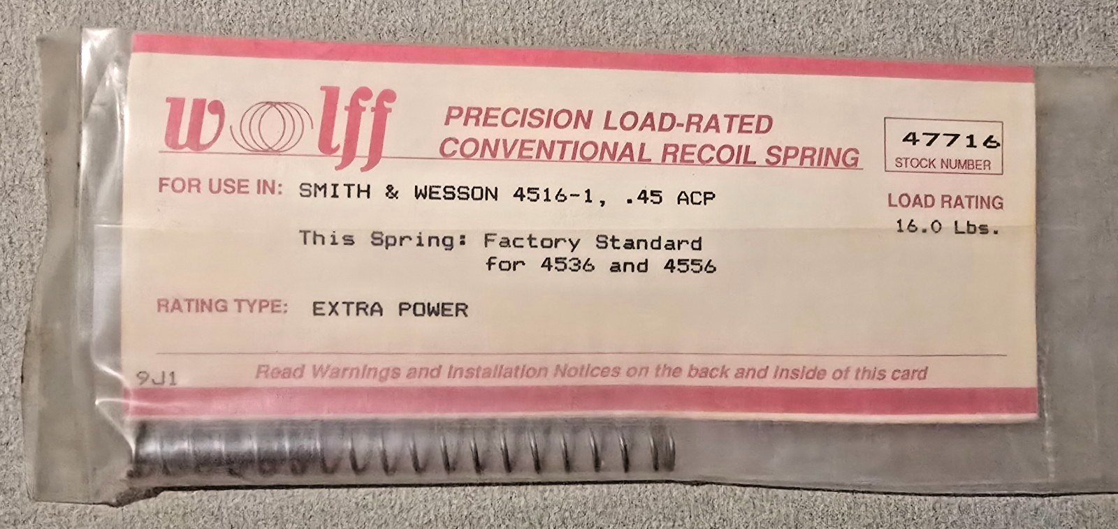 Wolff 47716 S&W 4516-1, 4536, 4556, 45ACP RECOIL & FIRING PIN SPRING ...