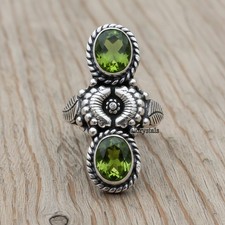 Green Peridot Gemstone 925 Sterling Silver Ring Handmade Jewelry Ring For Gift