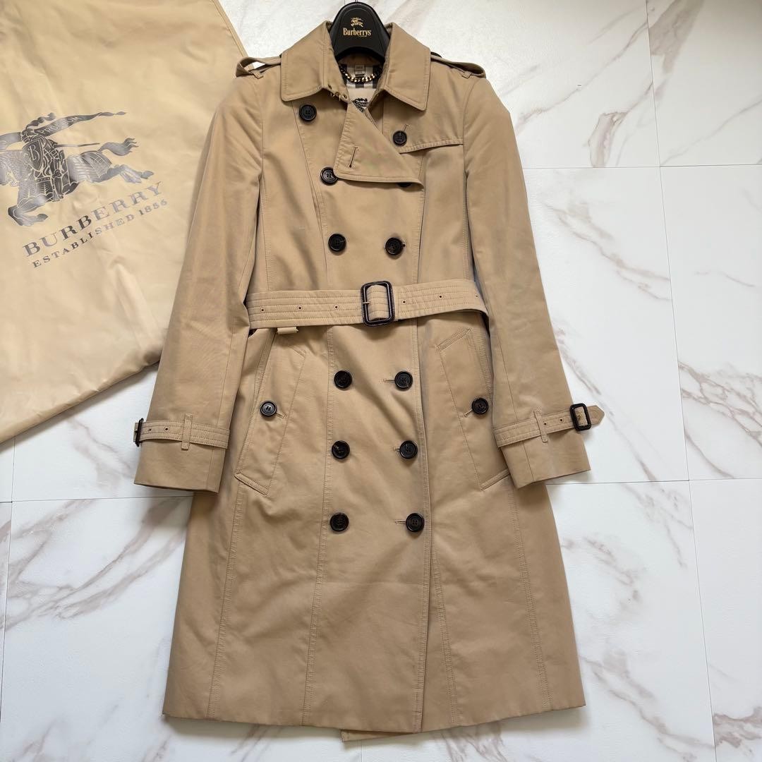 Burberry Trench Coat Beige Cotton With Check Pattern Size 36 For Women thumbnail 19