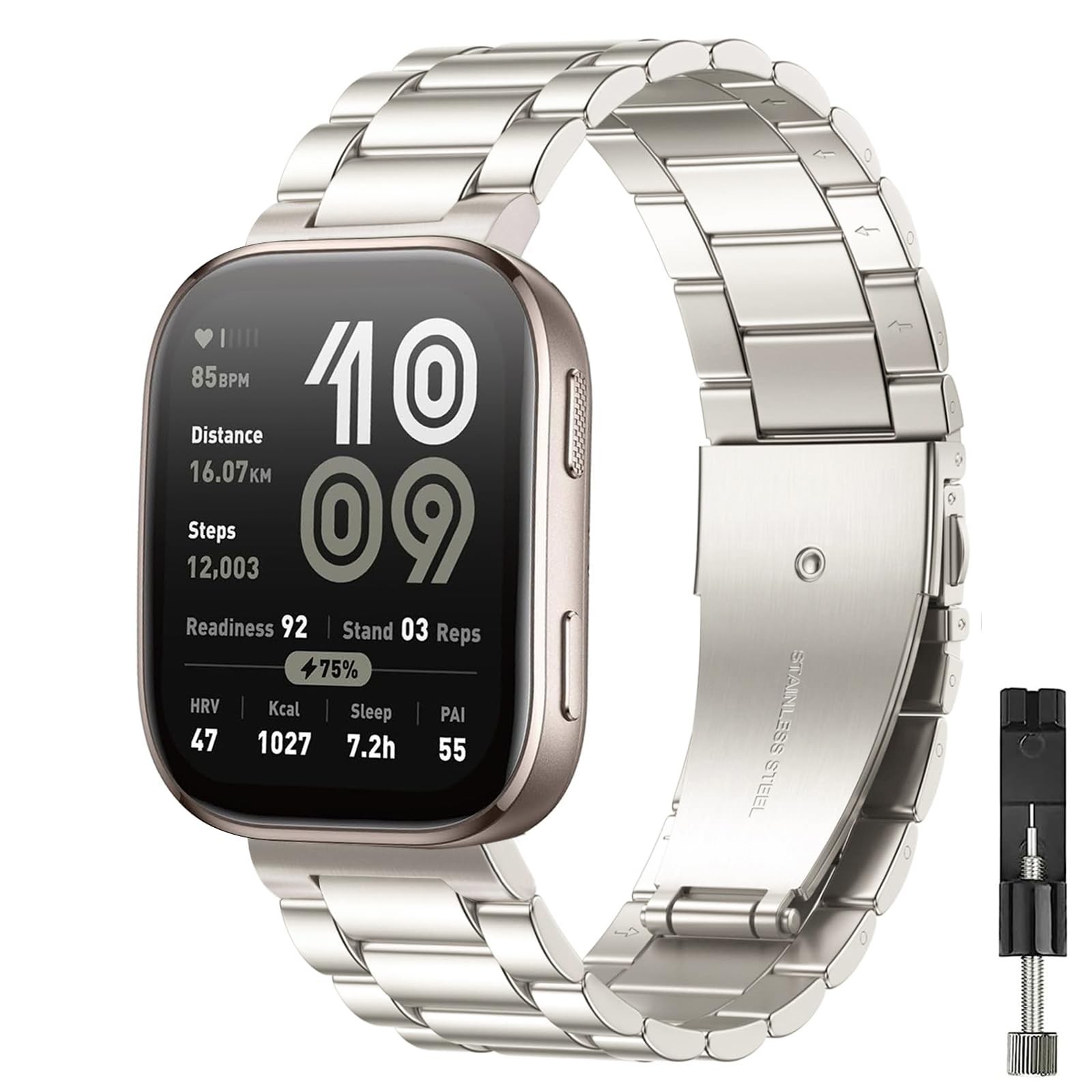 TUCOMO Metal Watch Bands Compatible with Amazfit Bip 6&sol;Bip Large&comma; Starlight 