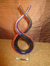 HAND BLOWN STUDIO GLASS MURANO GLASSWARE SWIRL SCULPTURE ABSTRACT MULTICOLOR