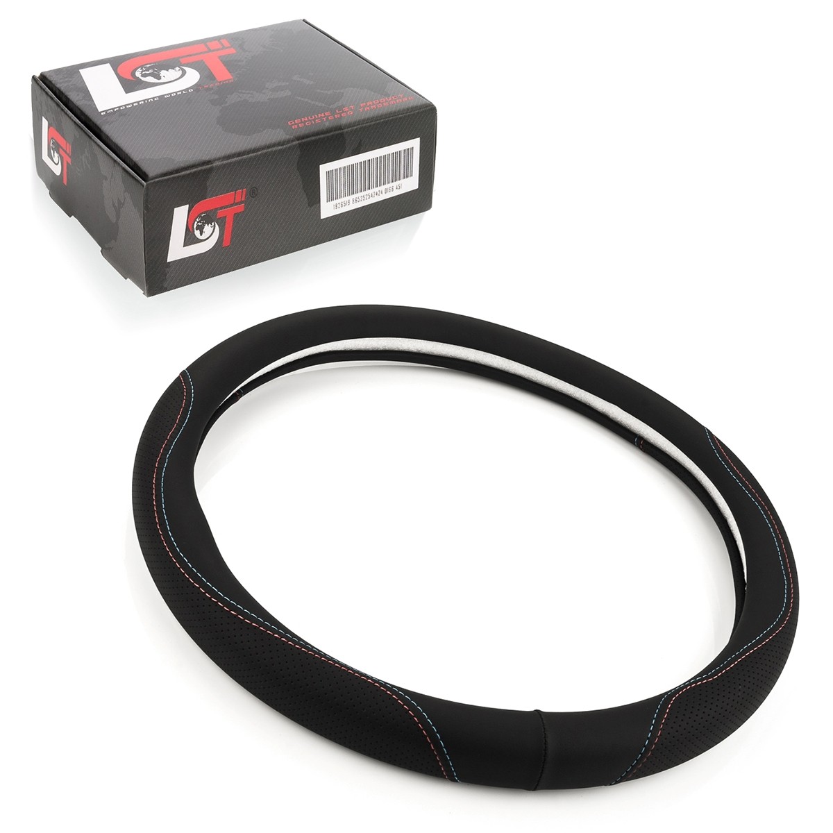 Steering Wheel Cover Ø 38x9 CM Black Red Blue Seam