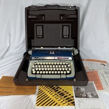 Smith Corona Classic 12 Vintage 1976 Starmist Blue Typewriter + Case & Manual VG thumbnail