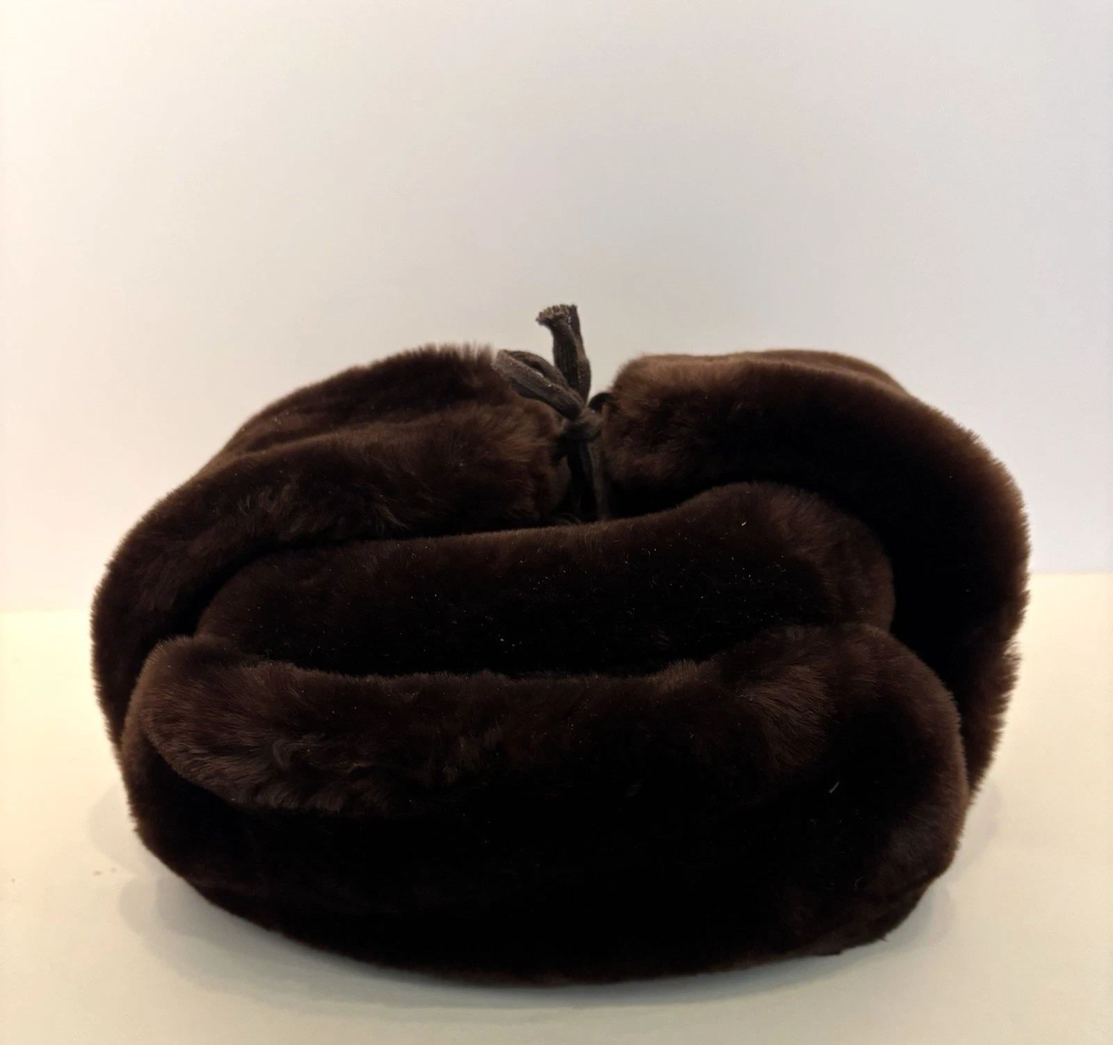 Warm Winter Sheepskin Hat Vintage Soviet Brown Hat Ushanka USSR size 7 1/4