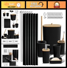 20PC Bathroom Accessories Set - Shower Curtain, Soap Dispenser, Toilet Brush  T
