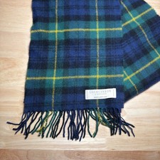 Lochcarron Scarf Mens OS Blue Tartan Plaid 100 Lambswool Made in Scotland