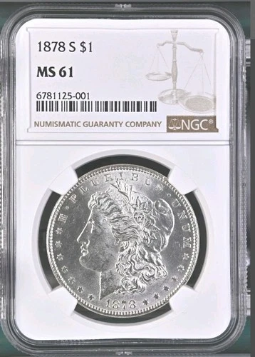 1878 S Morgan Silver Dollar STUNNING SILVER COIN ✨ NGC MS61 ✨ Great Eye Appeal ✨