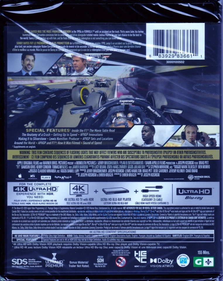 F1 THE MOVIE 4K ULTRA HD SET with Brad Pitt & Kerry Condon & Javier Bardem - Image 4 of 4