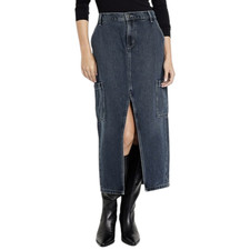 Old Navy Drapey Denim Midi Cargo Skirt Size 6 Column Slit Grunge 90s Y2K Revival