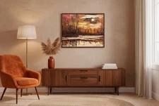 Original Oil Painting “Sunset Over the Marsh” — Canvas, Oil, 2015, 35×45 cm