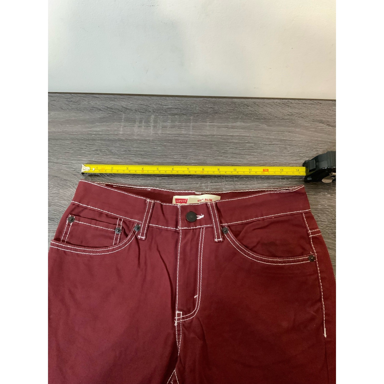Levi’s 511 Jeans Men’s Size 16 28x28 Slim Stretch Burgundy thumbnail 7