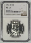 New Listing1961 D Franklin Half Dollar Coin NGC MS 63