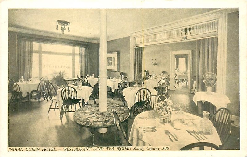 INDIAN QUEEN HOTEL, TEA ROOM, STROUDSBURG, PENNSYLVANIA VINTAGE POSTCARD (AN327)