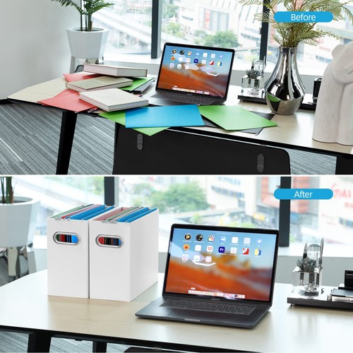 Hanging File Box Organizer Set Portable Desktop Office Folder Organizer Storage - Picture 3 of 6