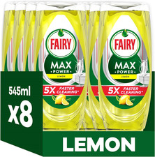 Fairy Maxpower Washing up Liquid Lemon 8 X 545 ML, Easy & Effortless Cleaning 6.97 per litre
