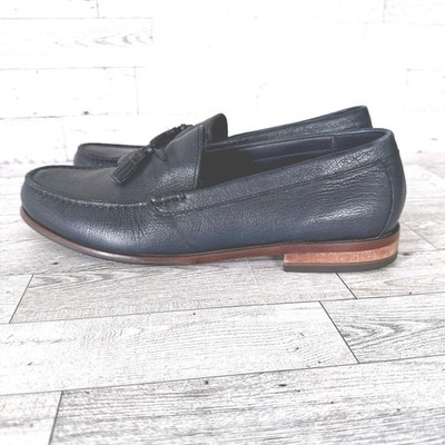 Johnston & Murphy Tassel Loafer Mens 10M Navy Pebbled Leather TruFoam C20083