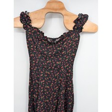 Reformation Pacey Dress Floral Black Red Ruffled Sleeves Women's sz 6 NWT
