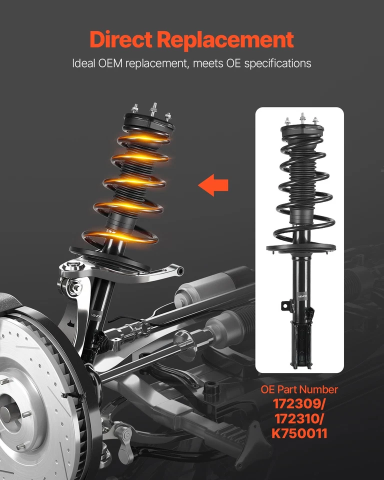 Conjunto de puntal amortiguador trasero VEVOR 2 piezas apto para Toyota Camry 2007-2011 Foto 3 de 4